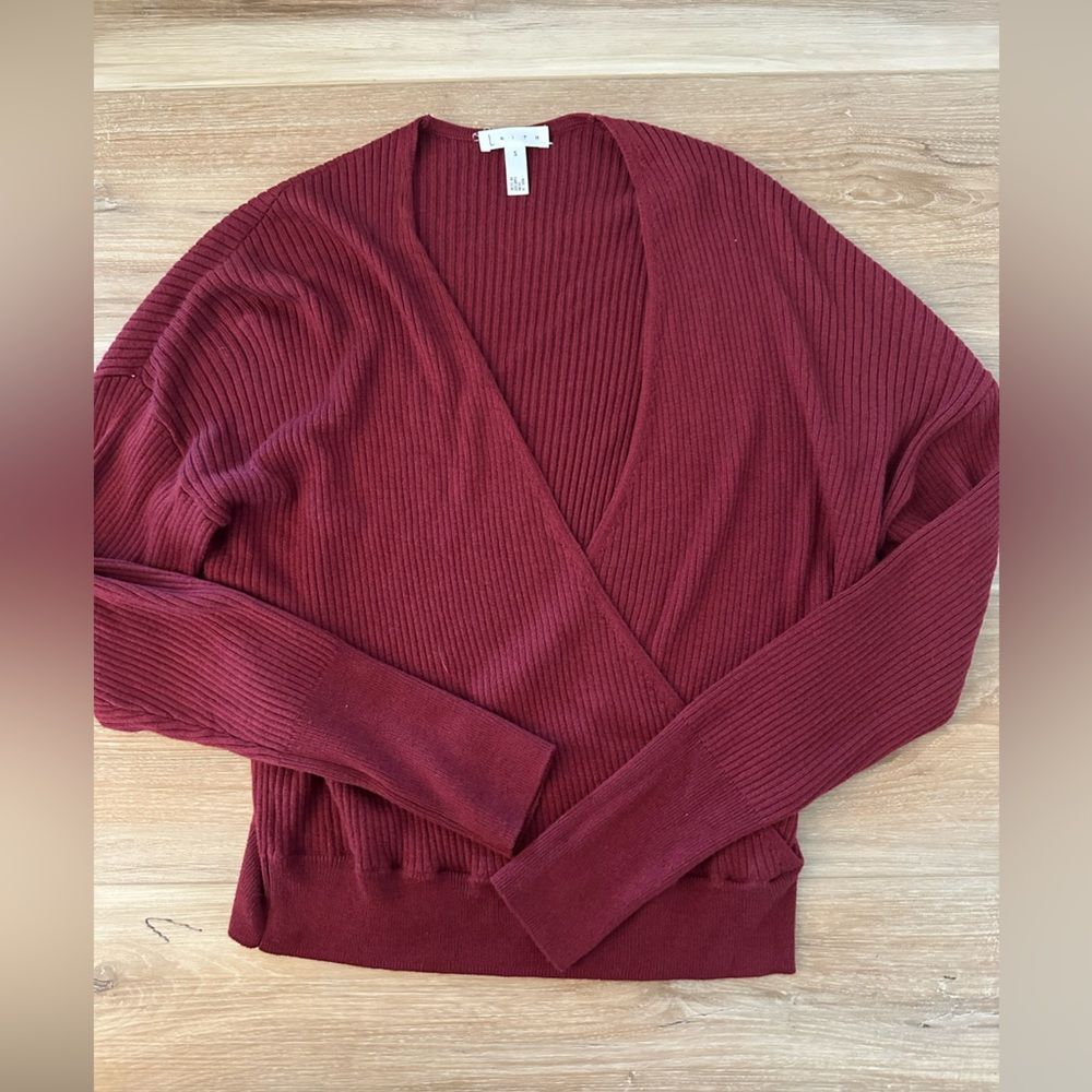 Leith Faux Wrap Ribbed Sweater S